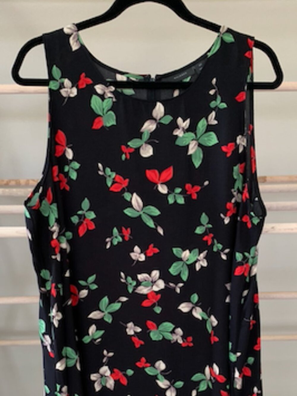 Halogen Women XXL Black Red Green Floral Sleeveless A-Line Shift Dress